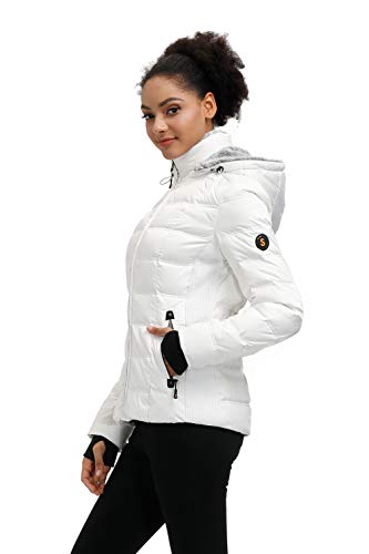 Women's Hooded Down Puffer Jacket with Faux-Fur Collar