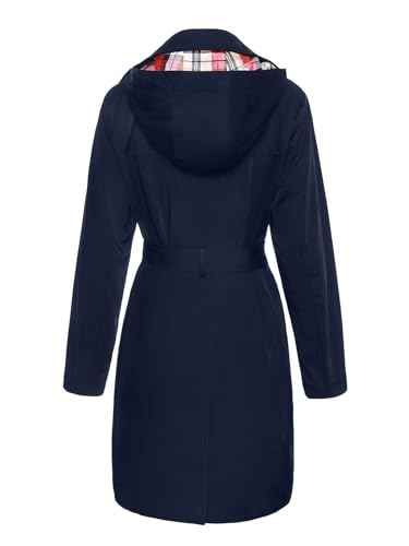 Water-Resistant Trench Coat for Women with Removable Hood