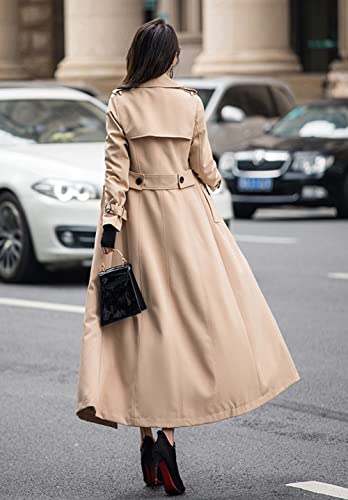 Chouyatou Women's Fall Dressy Double Breasted Maxi Trench Coat