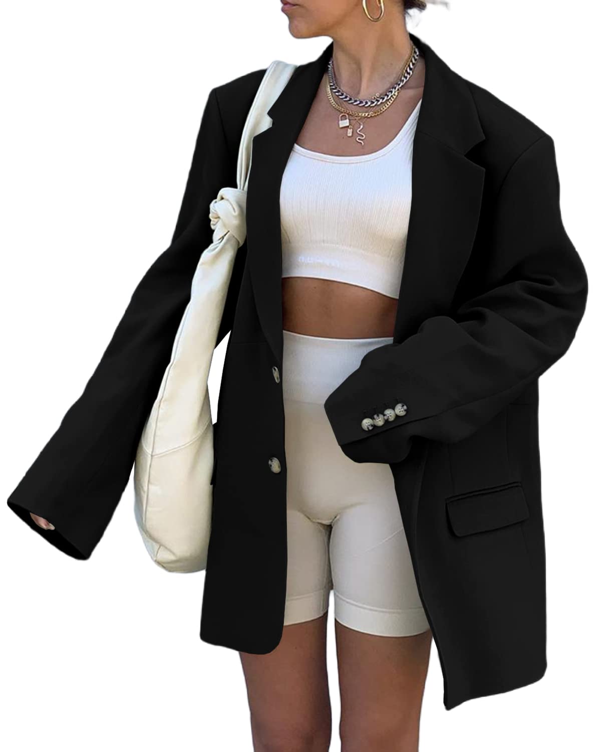 Women's Casual Oversized Lapel Blazer for Work Office