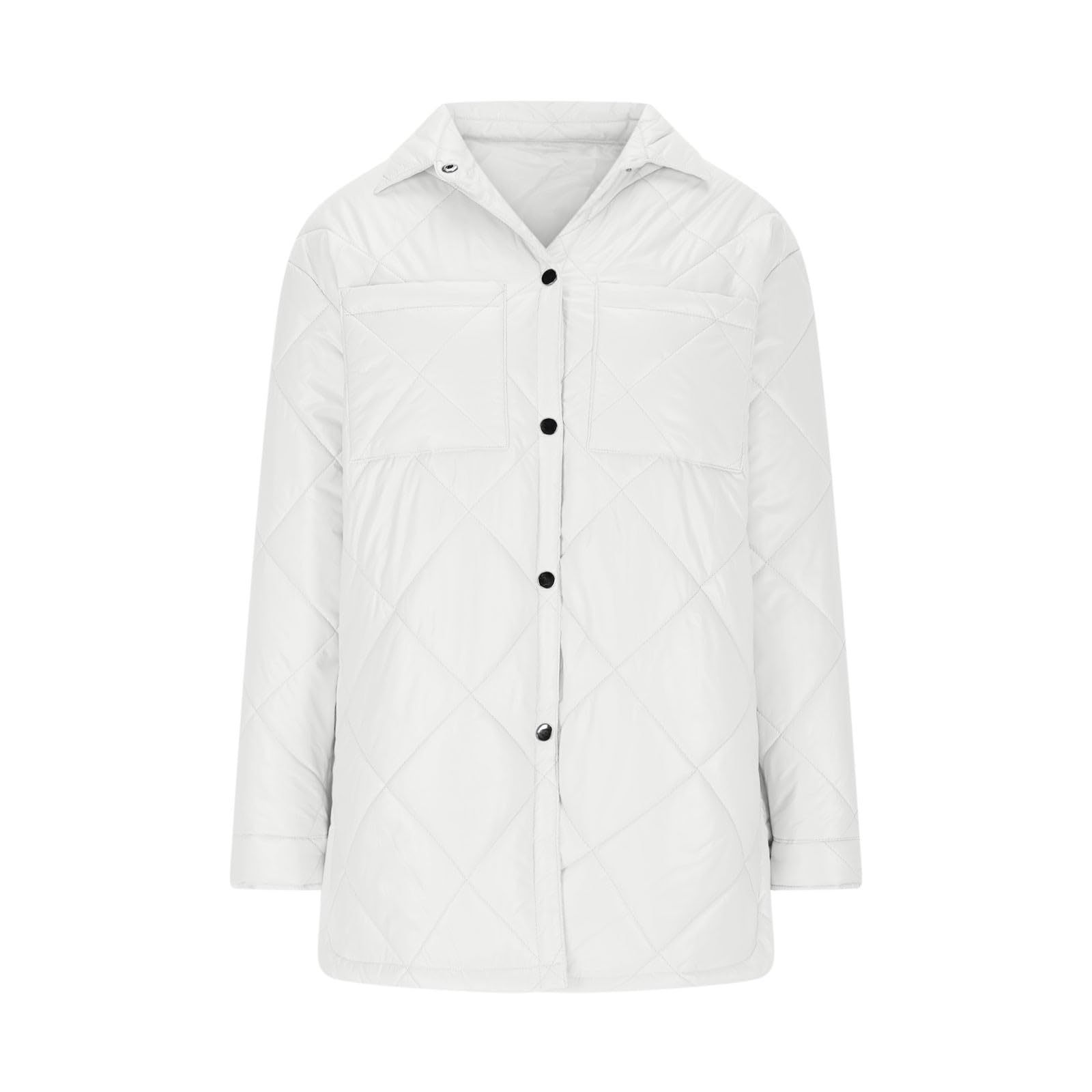 Warm Women's Diamond Check Puffer Jacket Solid Lapel Cotton