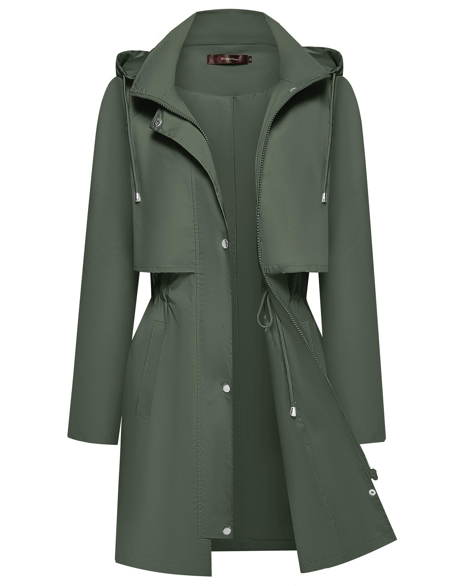 Women's Lightweight Waterproof Rain Jacket with Hood and Packable Design