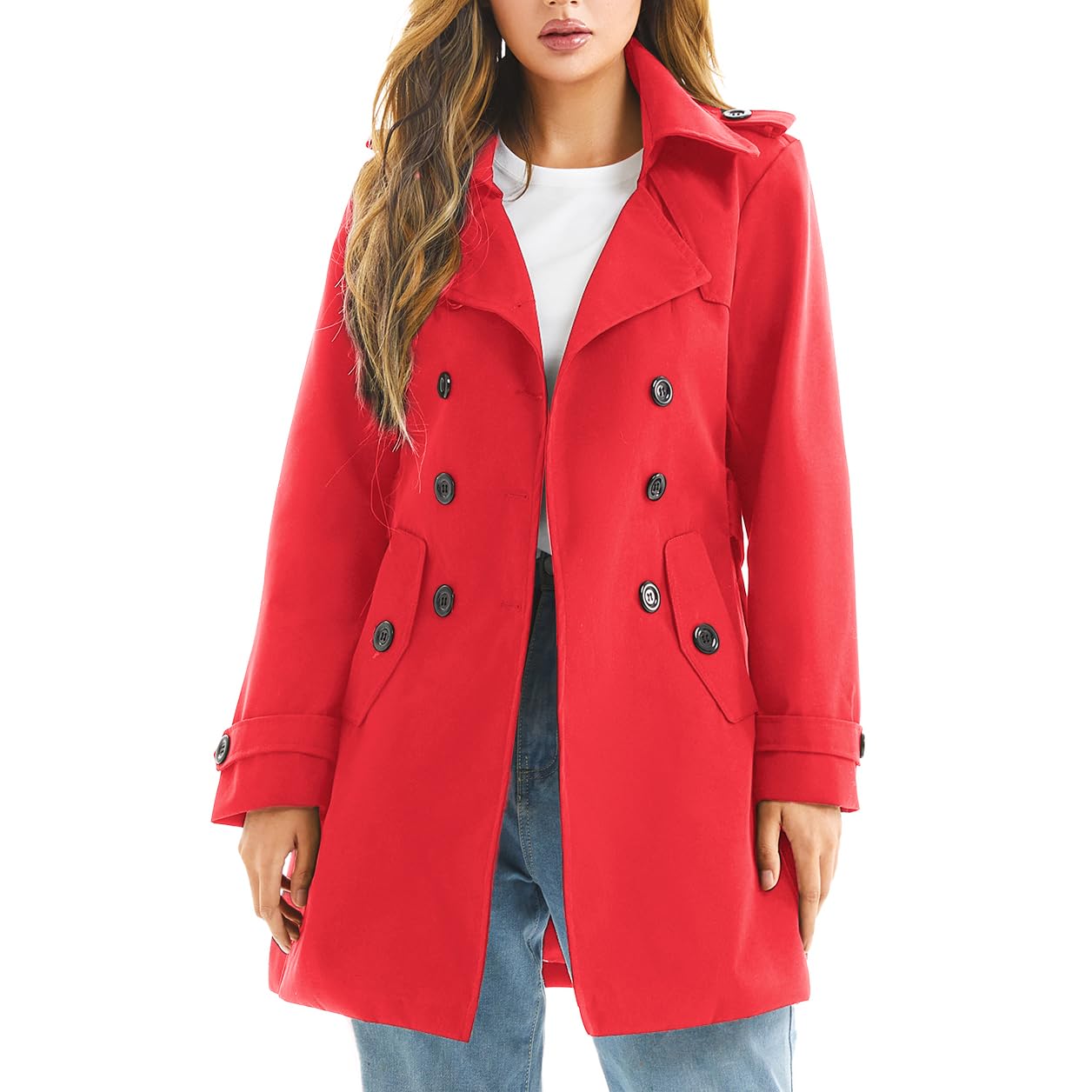 Poonyfesh Women's Waterproof Trench Coat