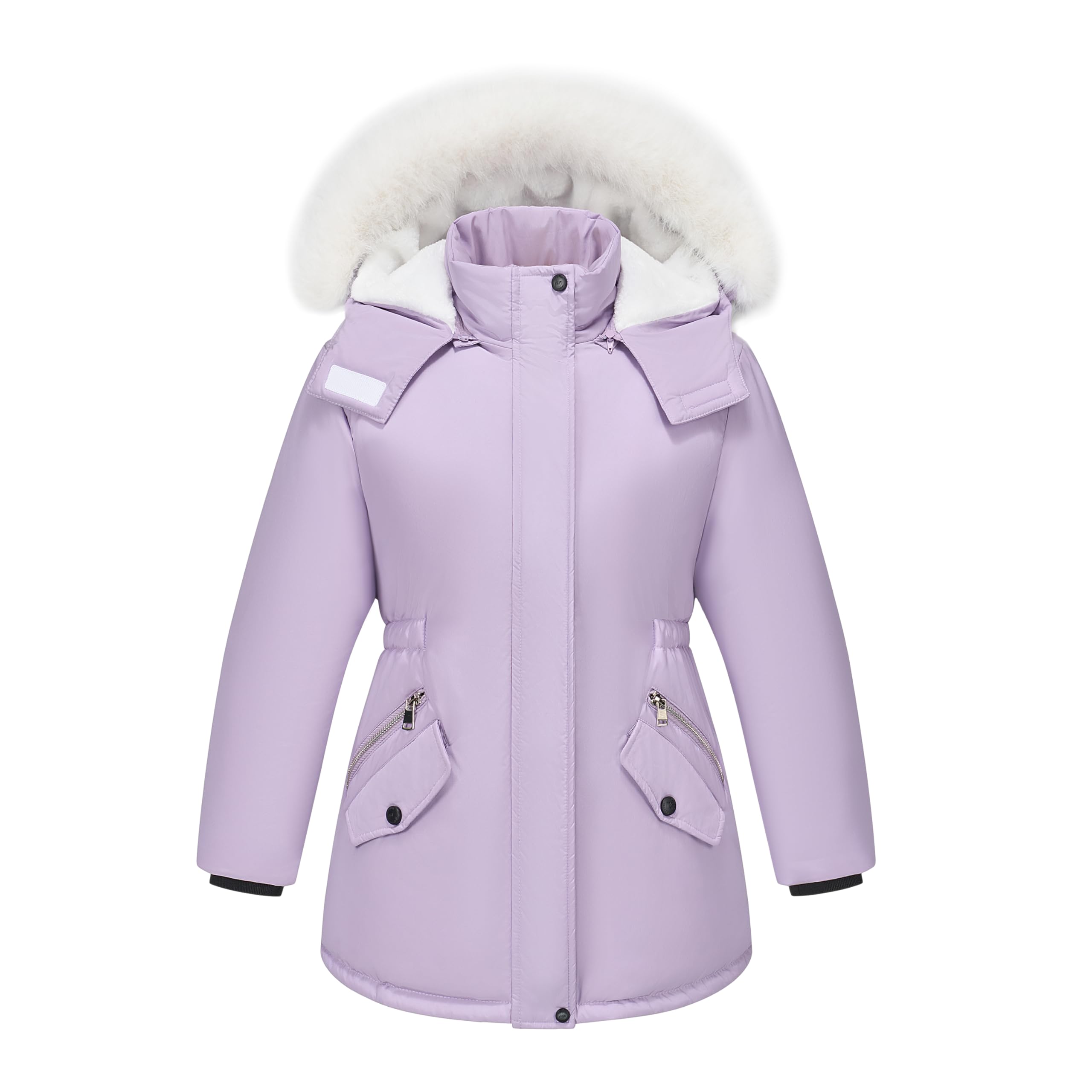 Girls' Waterproof Fleece Puffer Parka Coat for Winter